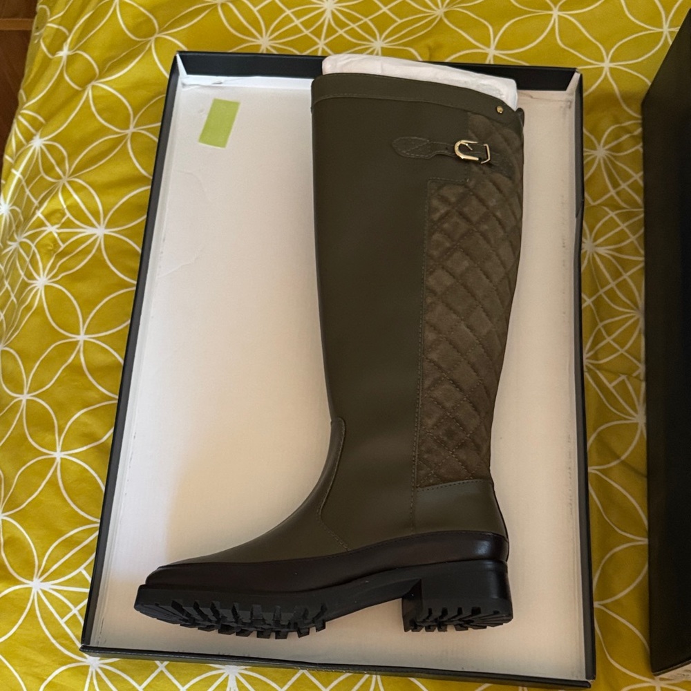 Talbots Khaki Quilted Over the Knee Boots